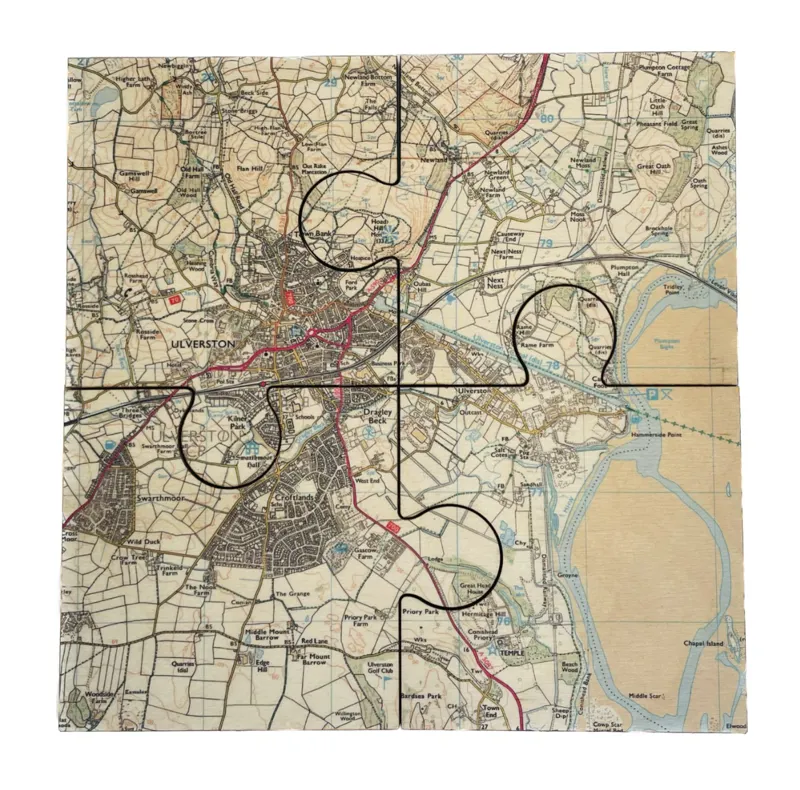 Ulverston Wooden Puzzle Coaster Set-1